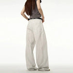 White Wide Leg Straight Pants