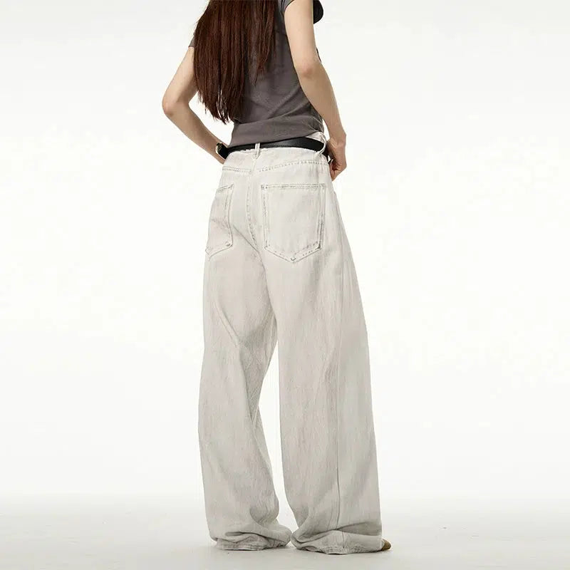 White Wide Leg Straight Pants