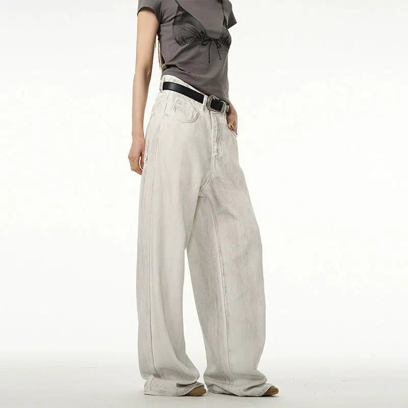 White Wide Leg Straight Pants