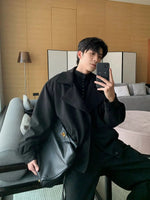 Wide Collar Oversized Jacket Pants Set