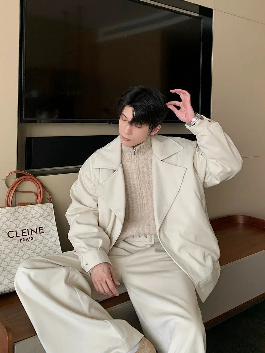 Wide Collar Oversized Jacket Pants Set