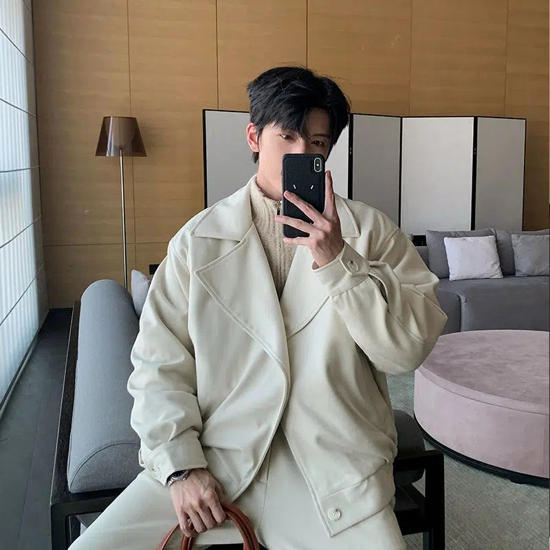 Wide Collar Oversized Jacket Pants Set