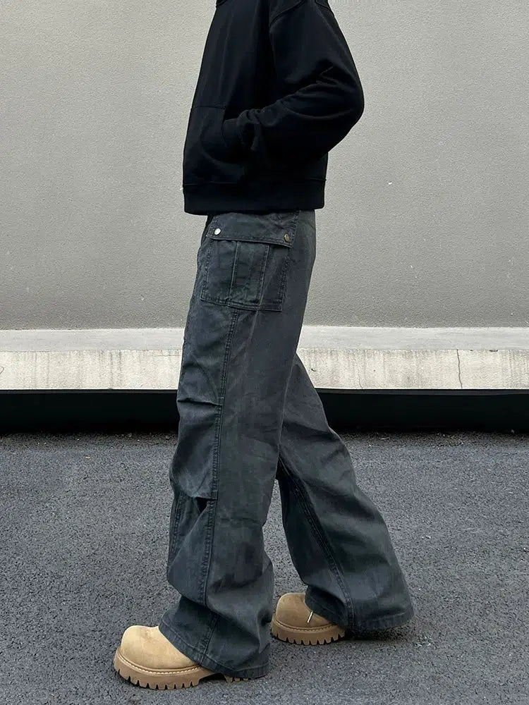 Distressed Pleated Cargo Pants