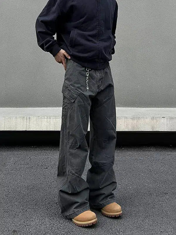 Washed Distressed Cargo Pants