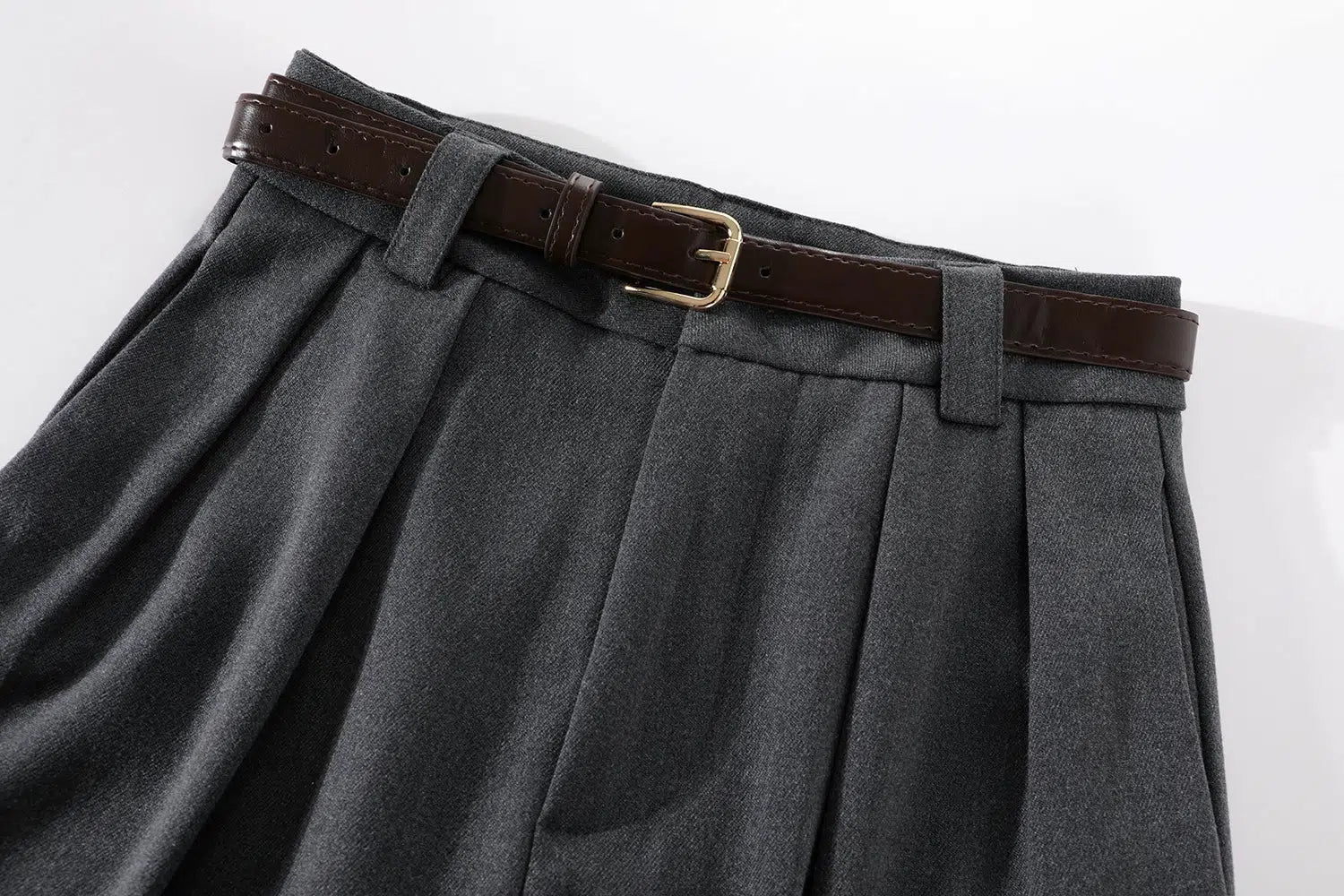 Wide-Leg Casual Pants with Belt