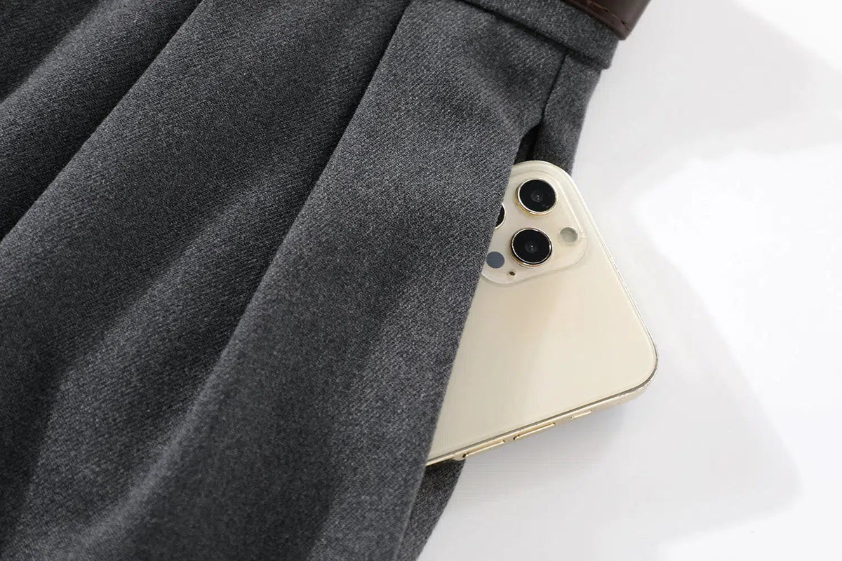 Wide-Leg Casual Pants with Belt