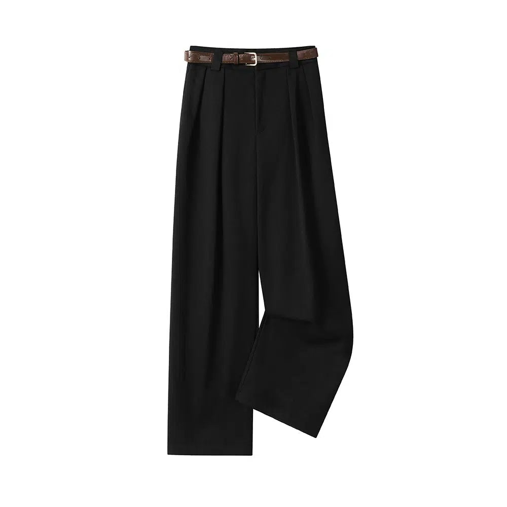 Wide-Leg Casual Pants with Belt