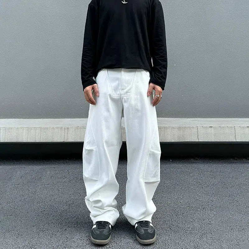 Wide-Leg Casual Pockets Pants