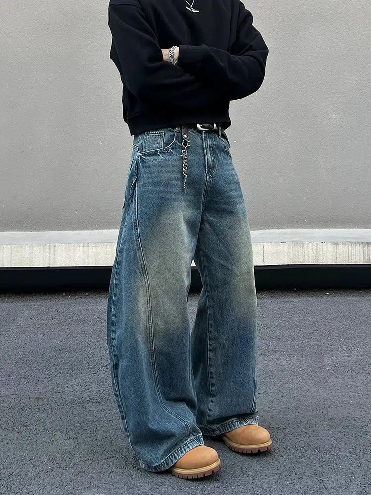 Wide-Leg Denim Pants
