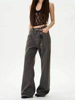 Relaxed Fit Flared Straight Pants
