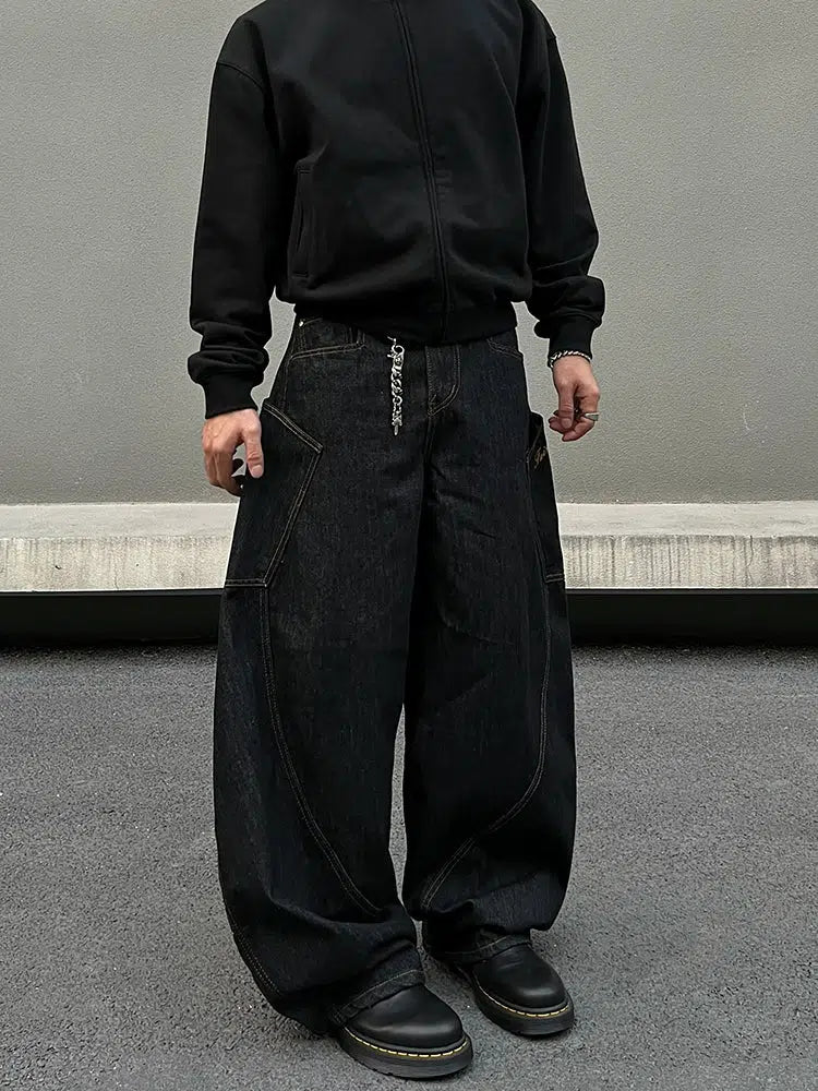 Wide-Leg Denim Pants