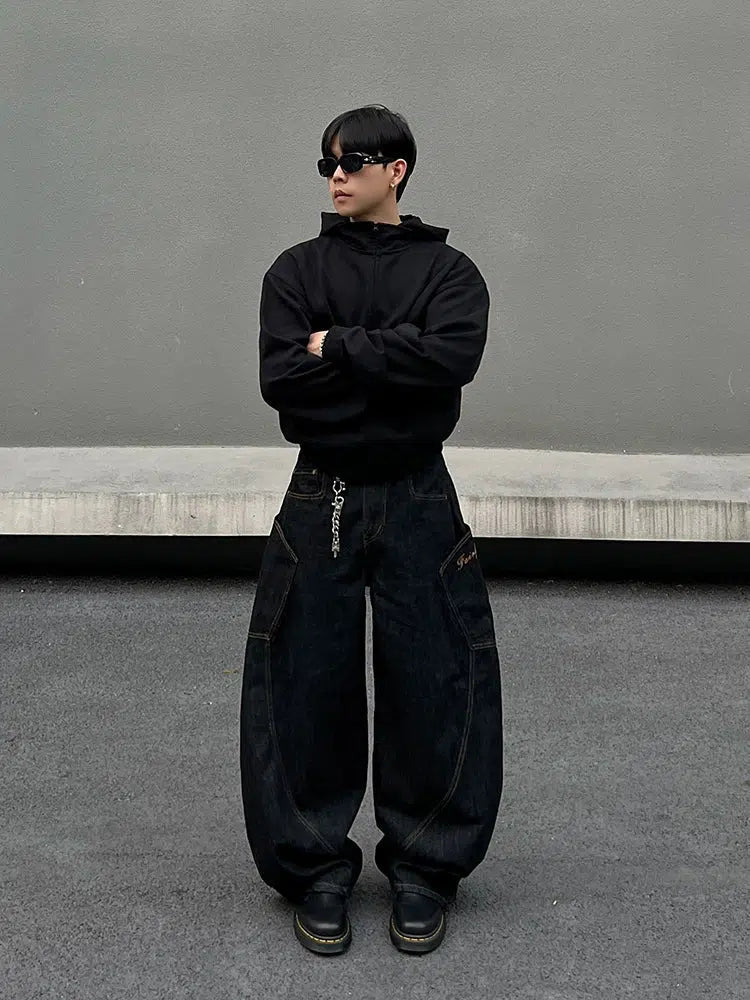 Wide-Leg Denim Pants