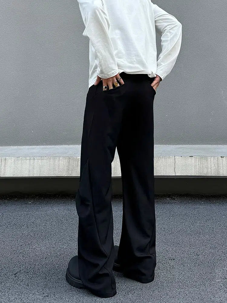 Wide-Leg Drape Pleated Pants