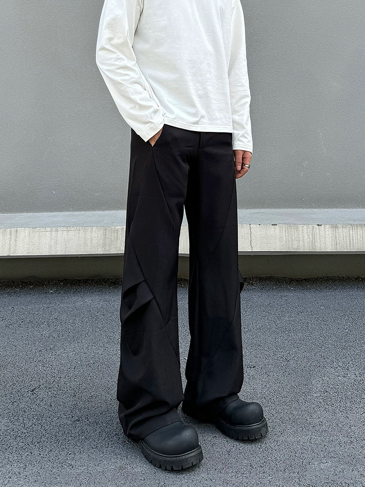 Wide-Leg Drape Pleated Pants