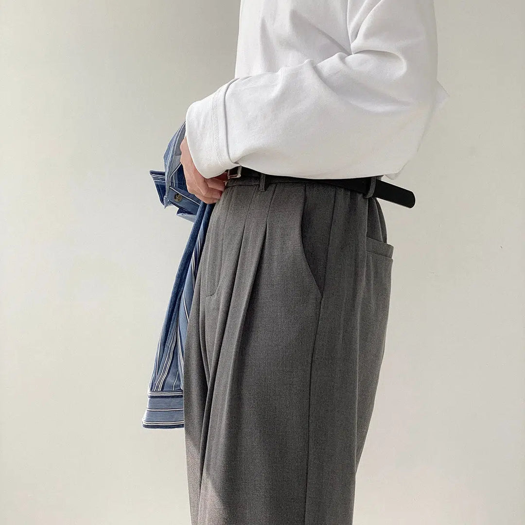 Wide-Leg Drape Suit Pants