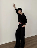 Wide Leg Drawstring Casual Pants