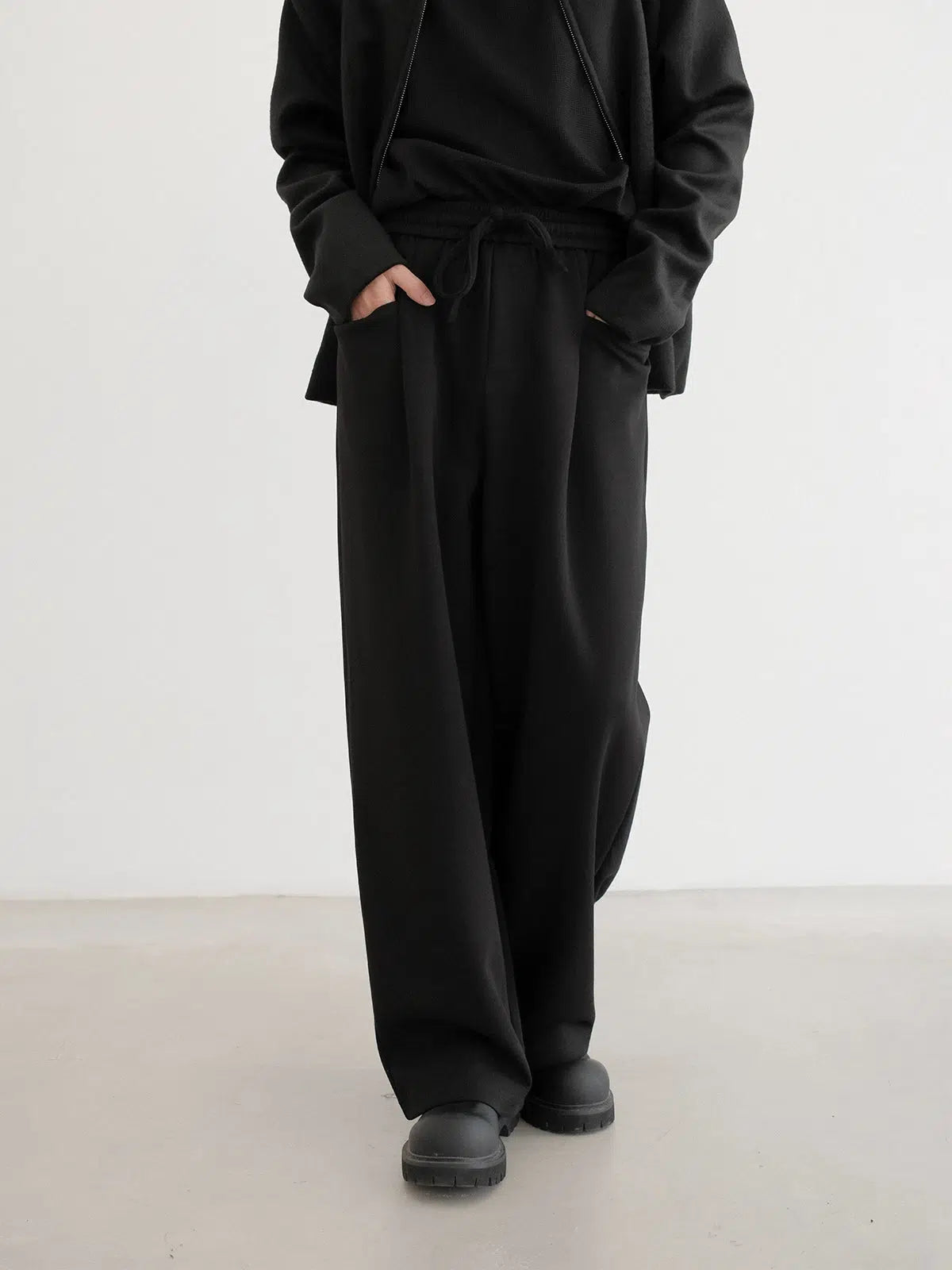 Wide-Leg Drawstring Sweatpants