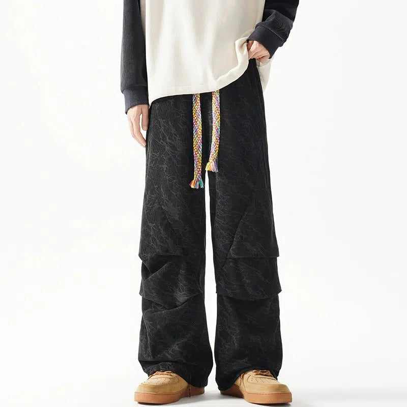 Wide-Leg Drawstring Waist Pants