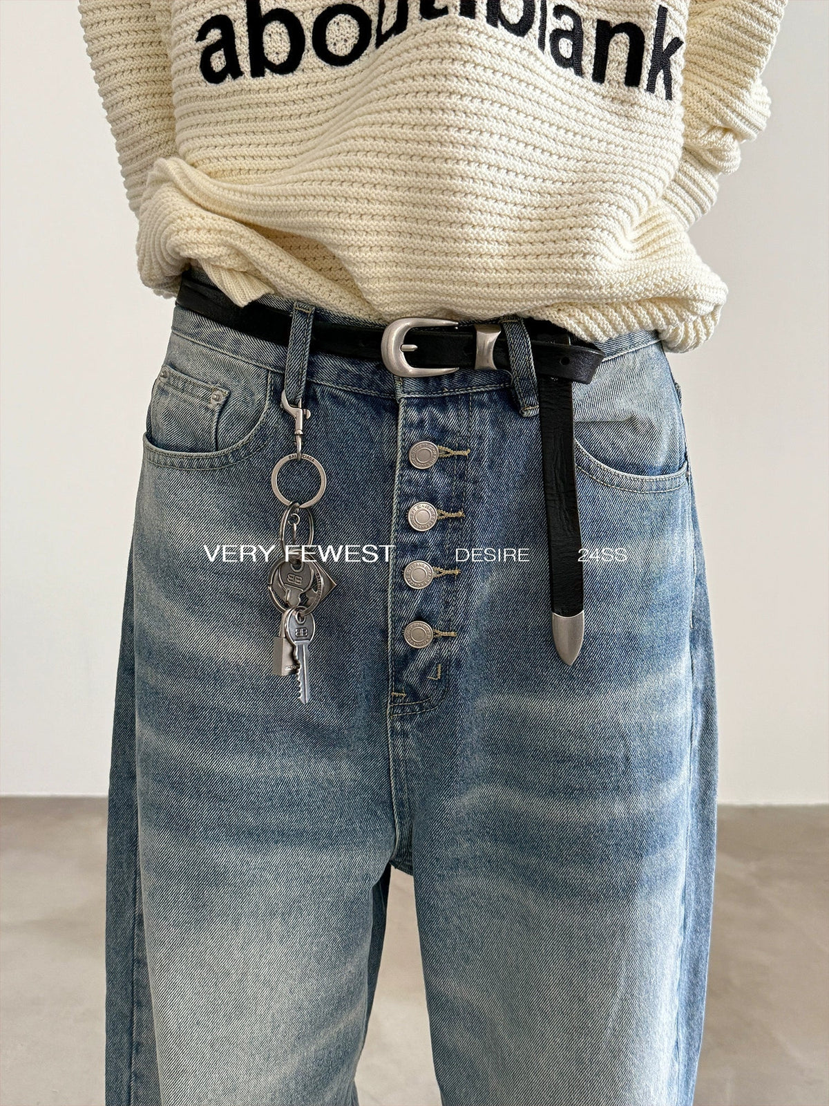 Wide-Leg High-Waist Button-Up Jeans