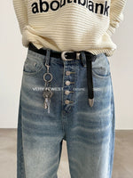 Wide-Leg High-Waist Button-Up Jeans
