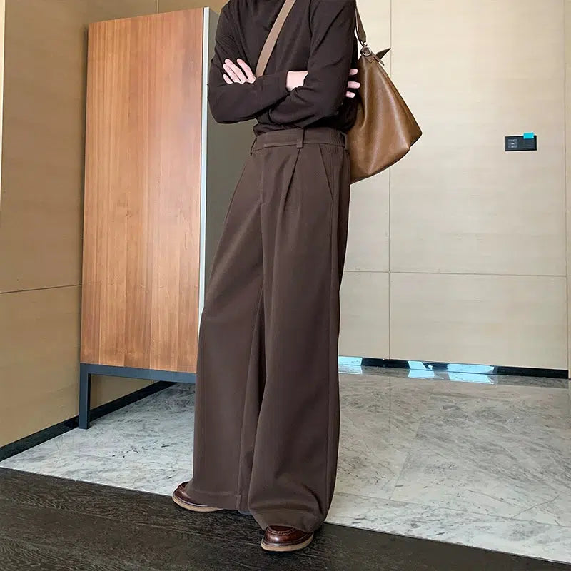 Wide-Leg High-Waist Casual Pants