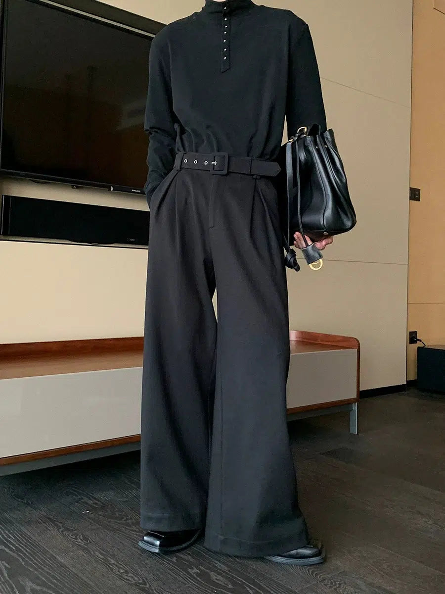 Wide-Leg High-Waist Casual Pants