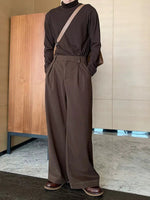 Wide-Leg High-Waist Casual Pants