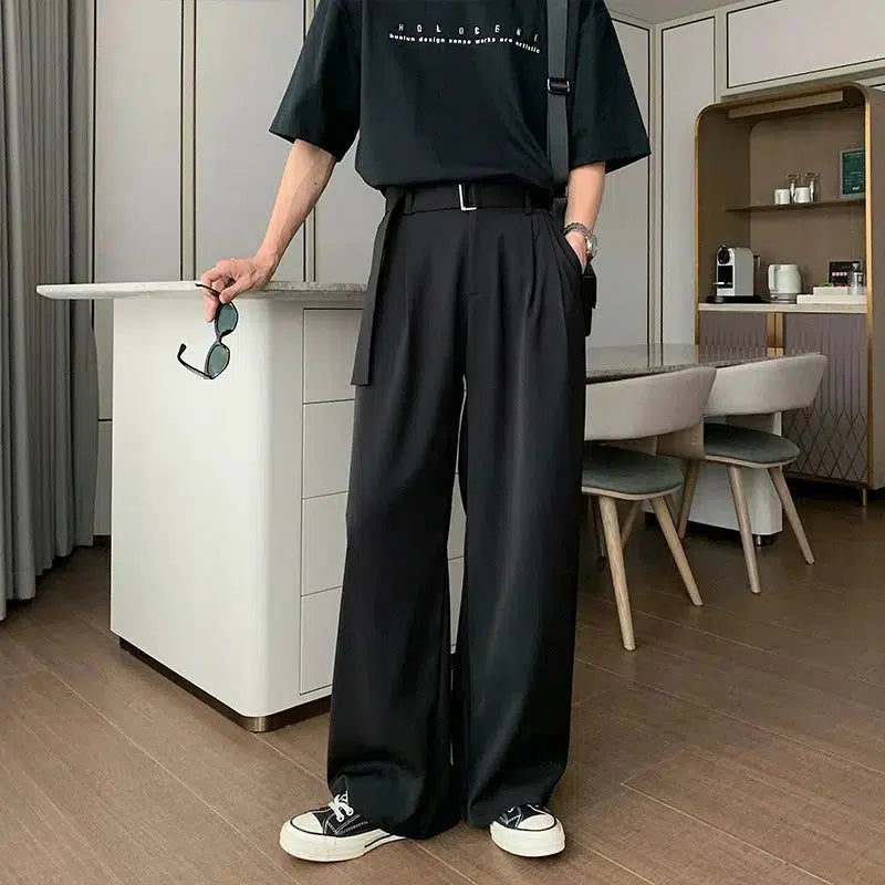 Wide-Leg High-Waist Pleated Pants