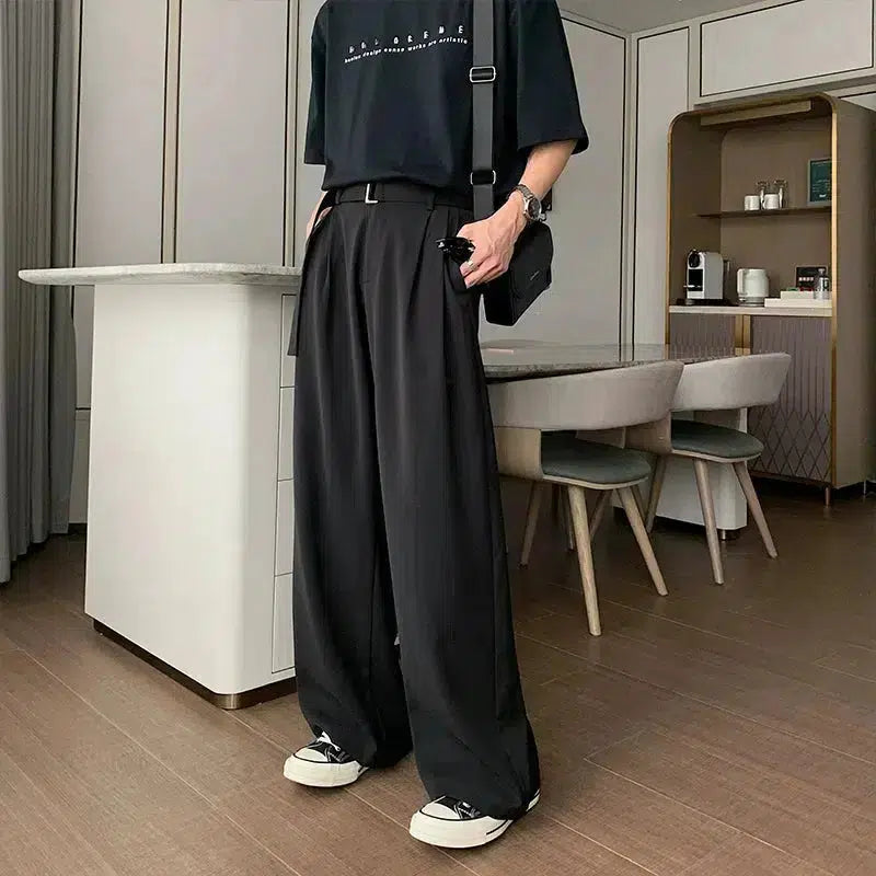 Wide-Leg High-Waist Pleated Pants