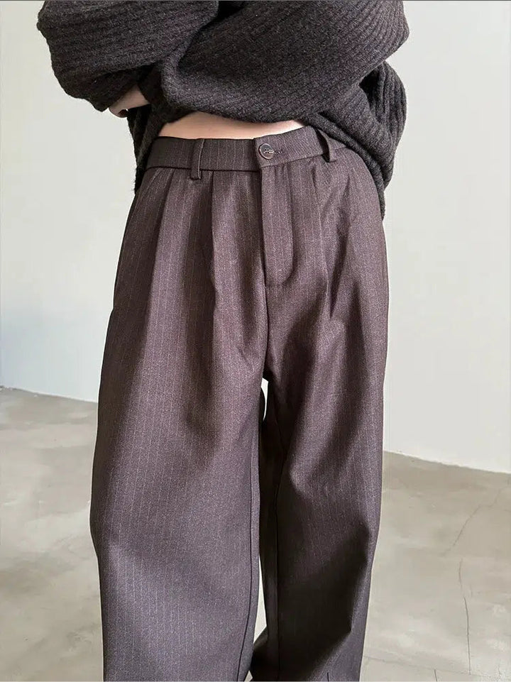Wide-Leg Pinstripe Pants
