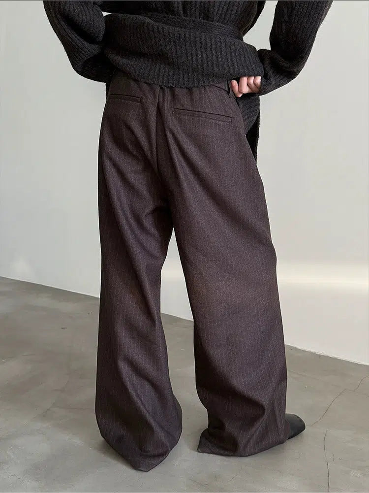 Wide-Leg Pinstripe Pants