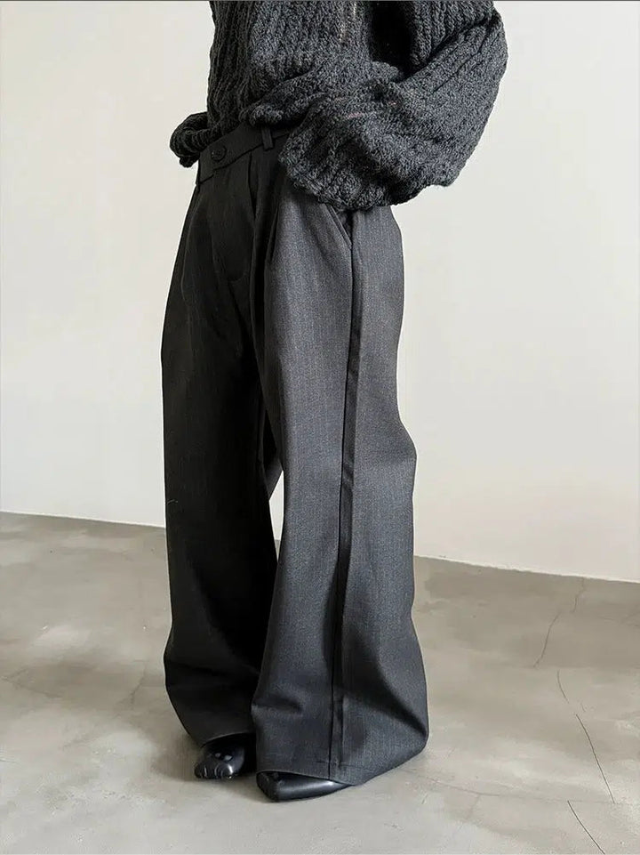 Wide-Leg Pinstripe Pants