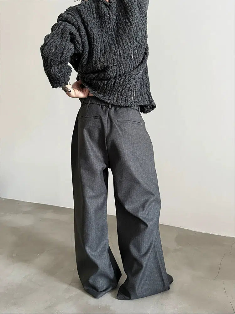 Wide-Leg Pinstripe Pants