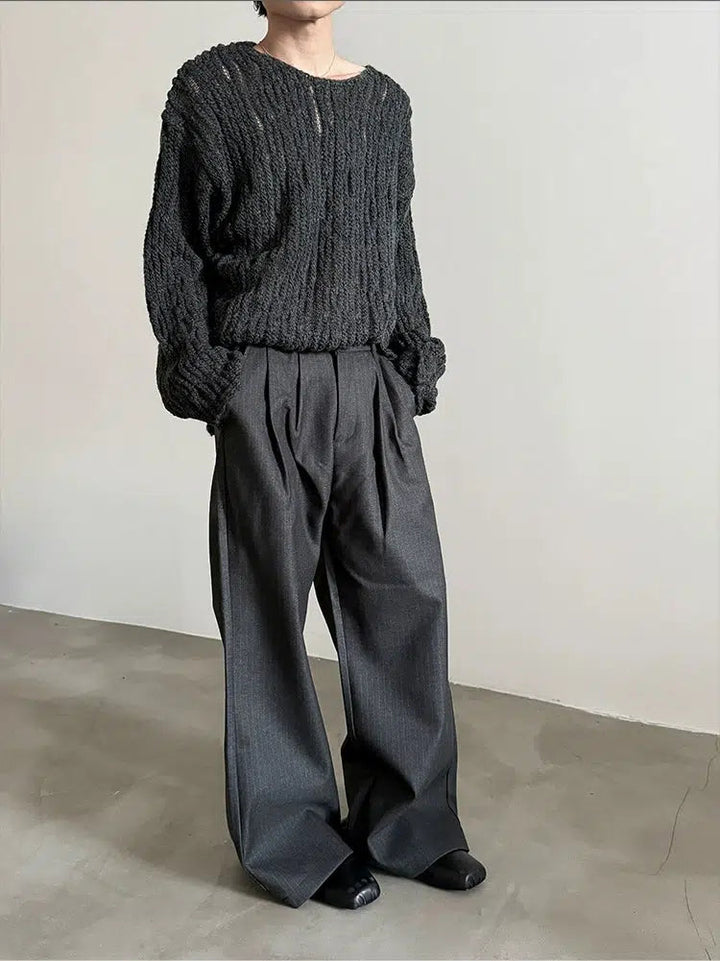 Wide-Leg Pinstripe Pants