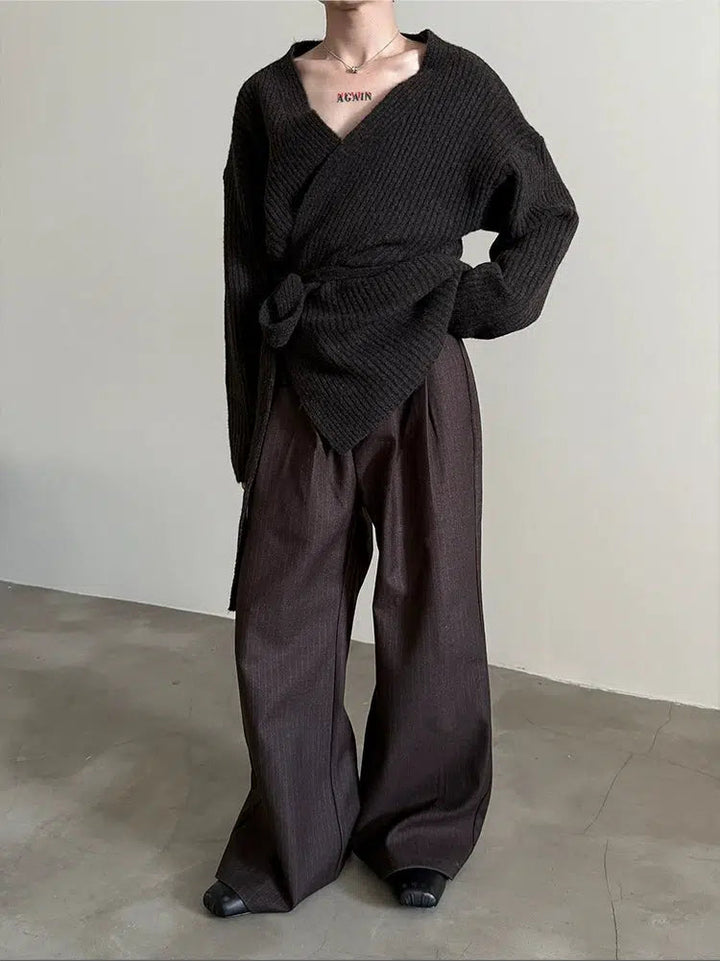 Wide-Leg Pinstripe Pants