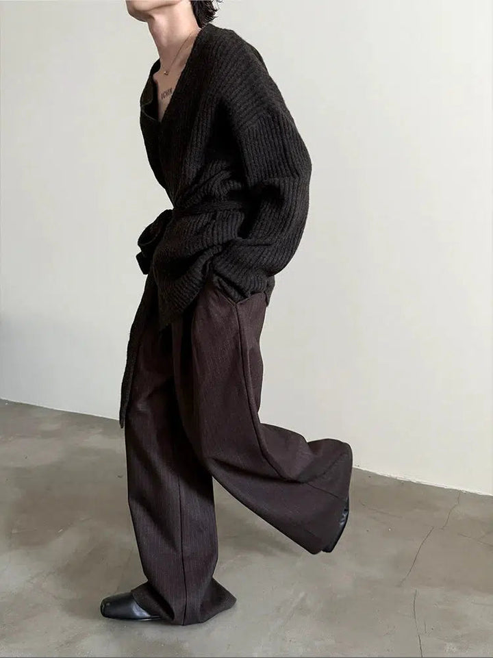 Wide-Leg Pinstripe Pants