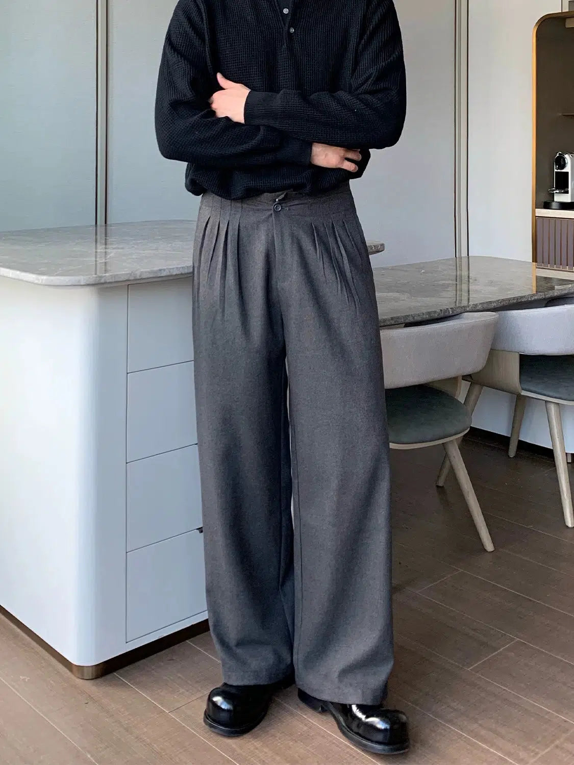 Wide-Leg Pleated Pants