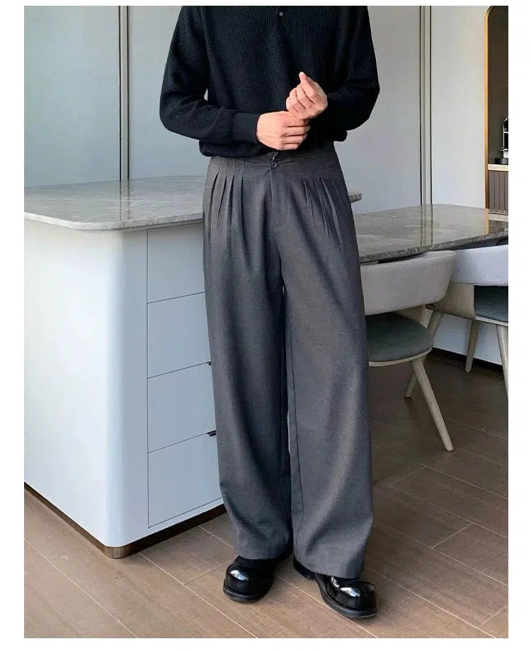 Wide-Leg Pleated Pants