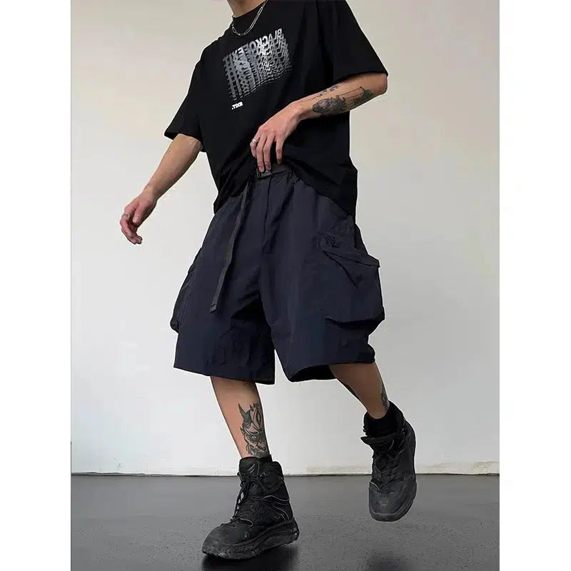 Wide Leg Pocket Cargo Shorts