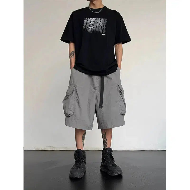Wide Leg Pocket Cargo Shorts