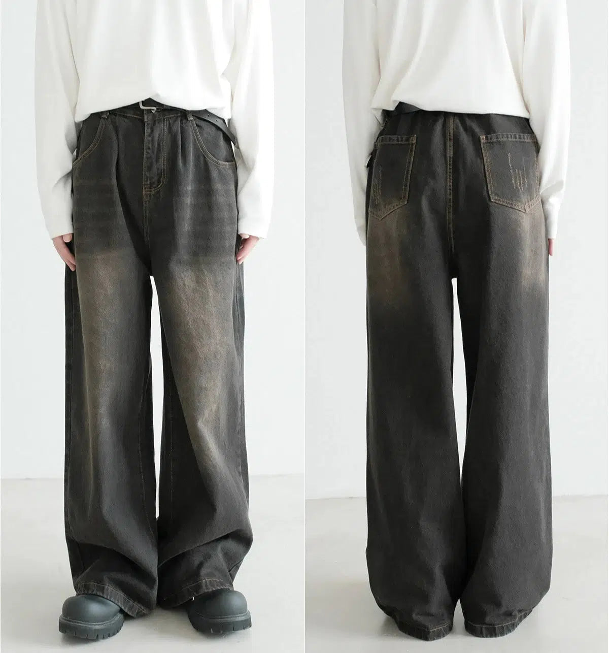 Wide-Leg Relaxed Fit Denim Pants