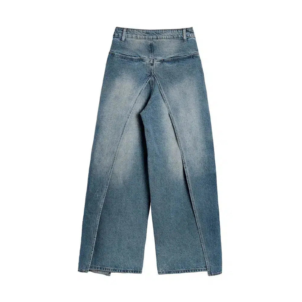 Wide-Leg Washed Reversible Jeans