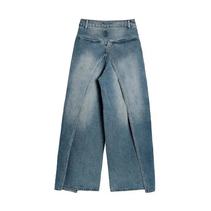 Wide-Leg Washed Reversible Jeans