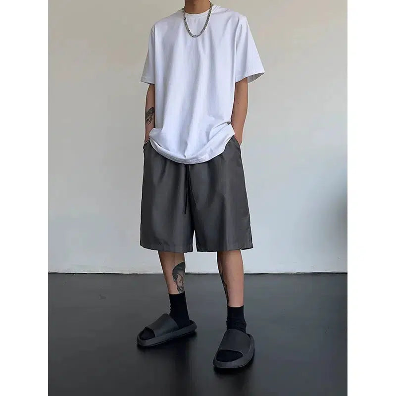 Wide-Leg Zip-Up Casual Shorts