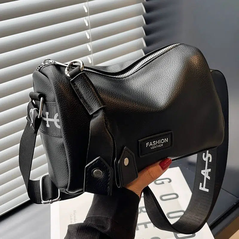 Wide Strap Leather Crossbody Bag