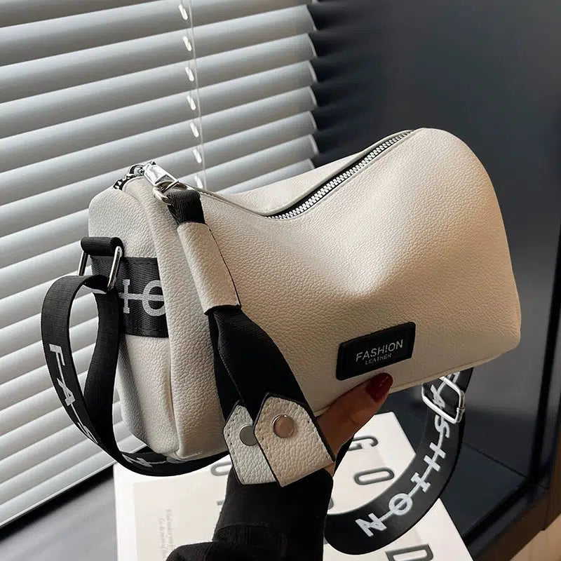 Wide Strap Leather Crossbody Bag