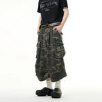 Wide-leg Camouflage Cargo Pants