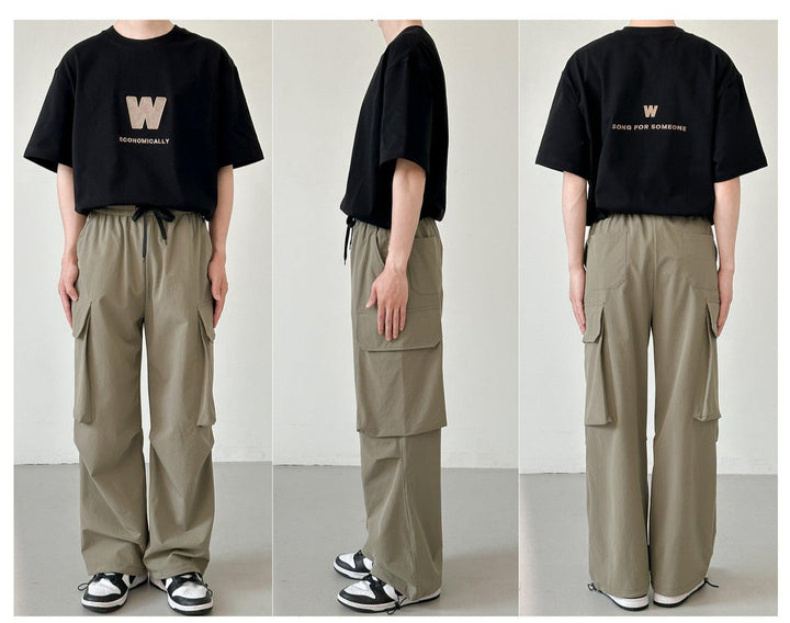 Wide-leg Drape Overalls Large Pocket