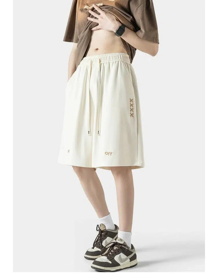 Wide-leg Embroidery Shorts