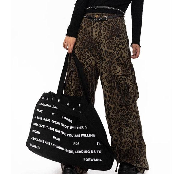 Wide-leg Leopard Print Jeans
